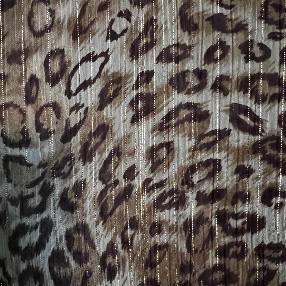 Susan Graver Sheer Leopard Print Button Down top with Lurex pinstripes. Size 3X - Picture 3 of 5